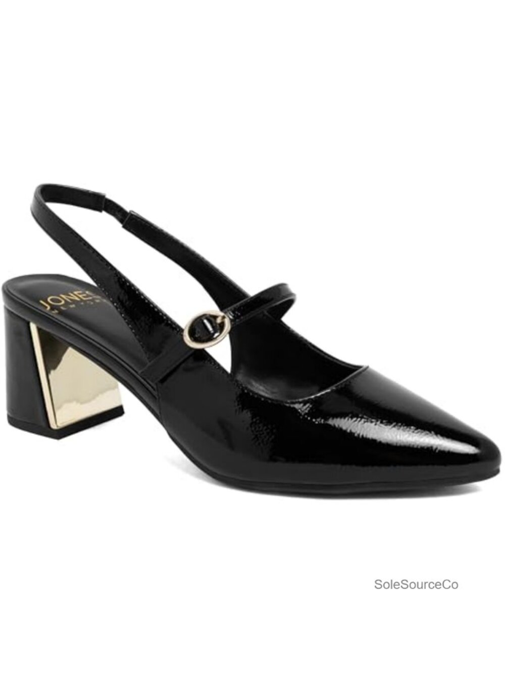 Jones New York Women's Slingback Pumps with Block Heel and Metallic Detail